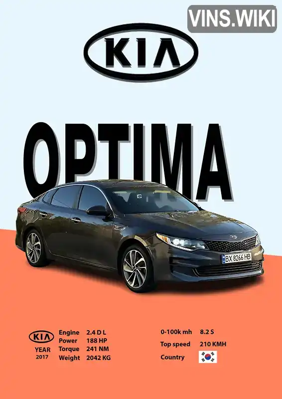 Седан Kia Optima 2017 2.36 л. Автомат обл. Закарпатська, Ужгород - Фото 1/21